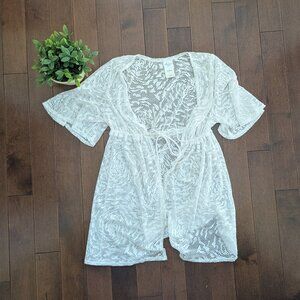 4/$25 WHITE EYELET SWIMSUIT COVER UP CARDIGAN